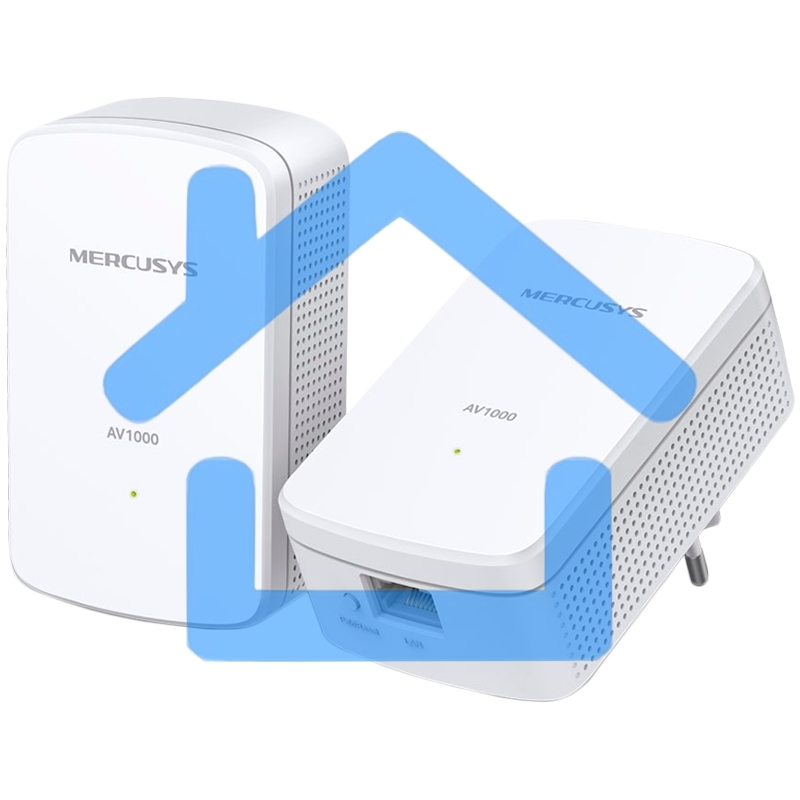 Комплект гигабитных адаптеров Mercusys AV1000 Gigabit Powerline Kit, HomePlug AV2 standard, 1 Gigabit port, 300m over electrical circuits, plug and play.