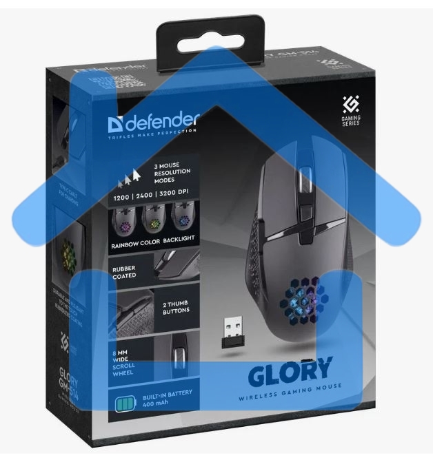 Мышь беспроводная Defender Glory GM-514 черный, 3200 dpi, радиоканал, USB, кнопки - 7