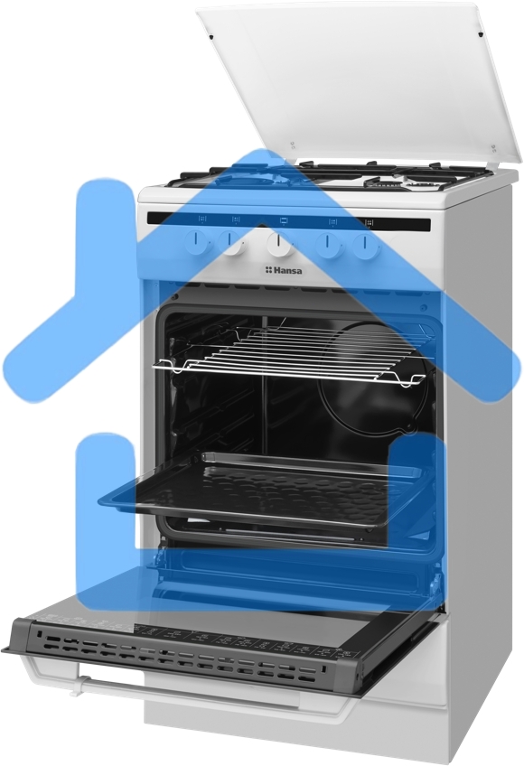 Плита газовая Hansa FCGW51003 белый, конфорок 4 шт, духовка 56 л, 50 см x 85 см x 60 см