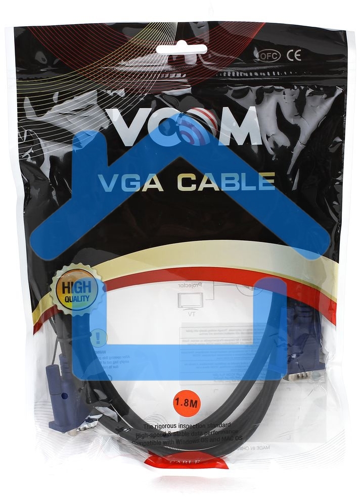 Кабель VCOM VVG6448-1.8M(O) Кабель монитор-SVGA card (15M-15M) 1,8м 2 фильтра