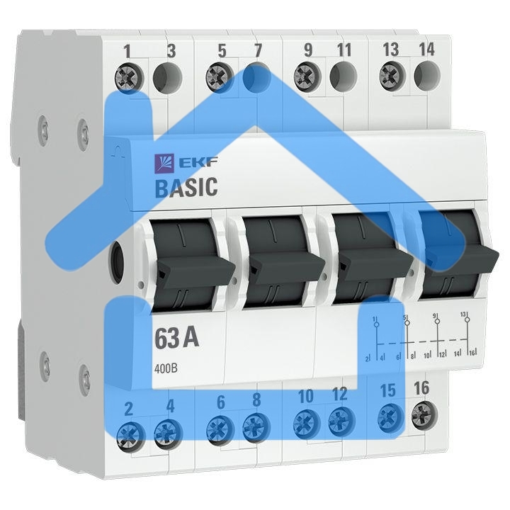 Переключатель трехпозиционный 4п 63А Basic EKF tps-4-63