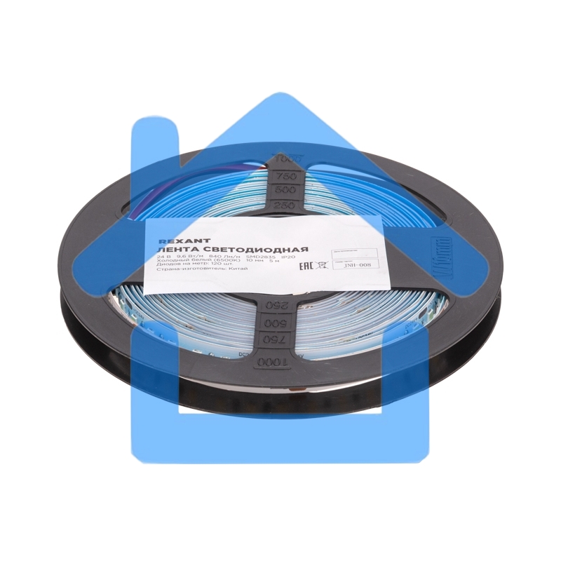 Лента светодиодная 24В, SMD2835, 9,6Вт/м, 120 LED/м, 6500K, 10мм, 5м,IP20 Rexant
