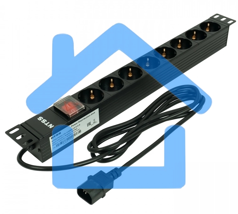 Блок распределения питания NTSS NTSS-PDU-DA1017 гор.размещ. 8xSchuko базовые 10A C14 2м