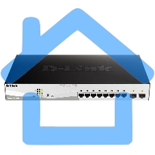 Коммутатор D-Link DGS-1210-10MP/F1A Настраиваемый коммутатор WebSmart с 8 портами 10/100/1000Base-T и 2 портами 1000Base-X SFP (8 портов с поддержкой PoE 802.3af/802.3at (30 Вт), PoE-бюджет 130 Вт)