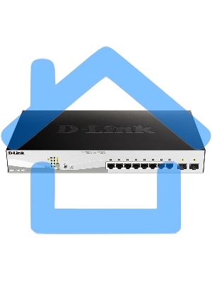 Коммутатор D-Link DGS-1210-10MP/F1A Настраиваемый коммутатор WebSmart с 8 портами 10/100/1000Base-T и 2 портами 1000Base-X SFP (8 портов с поддержкой PoE 802.3af/802.3at (30 Вт), PoE-бюджет 130 Вт)