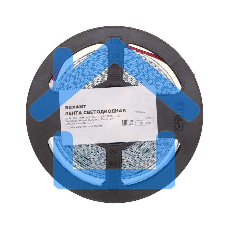 Лента светодиодная 24В, SMD2835, 9,6Вт/м, 120 LED/м, 6500K, 10мм, 5м,IP20 Rexant