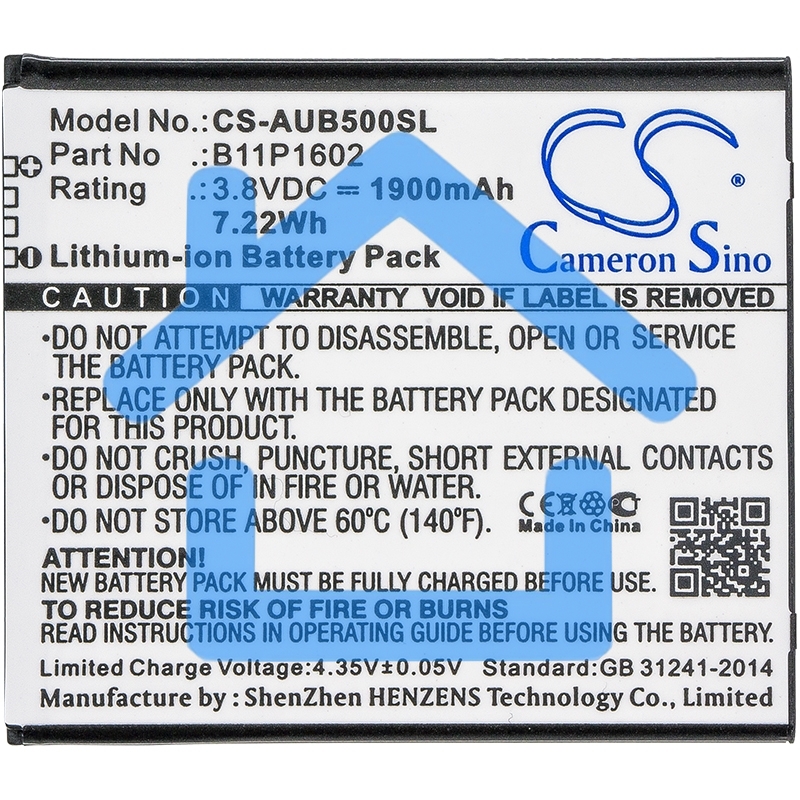 Аккумулятор CameronSino CS-AUB500SL B11P1602 для Asus ZenFone Go 5.03.8V / 1900mAh / 7.22Wh