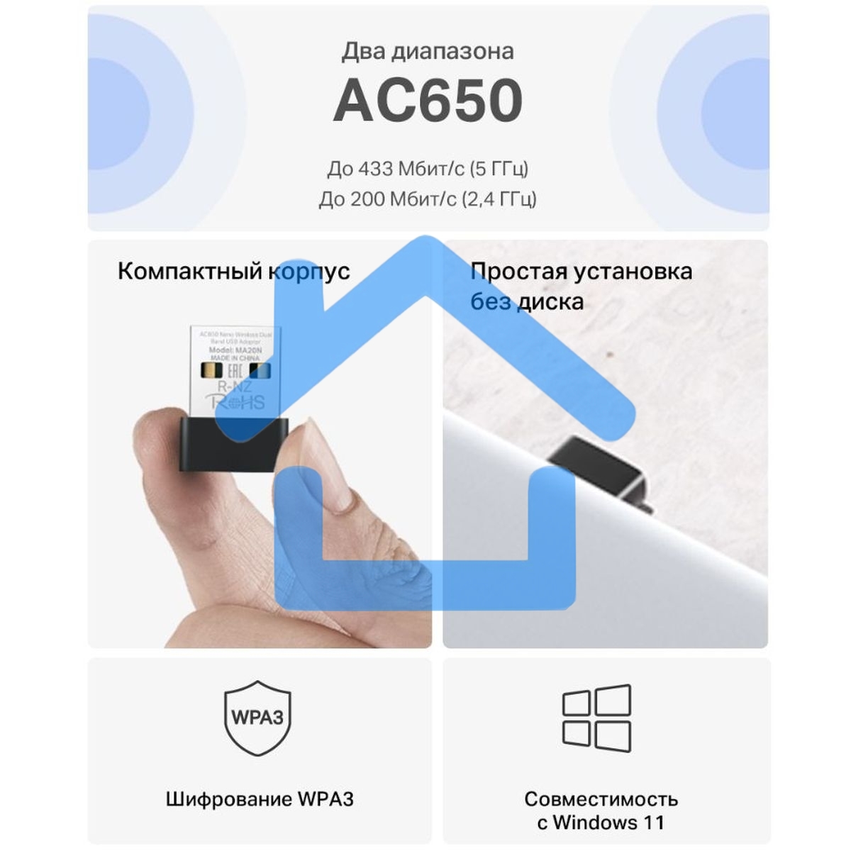 Адаптер Wi-Fi/ AC650 Nano Wi-Fi USB Adapter