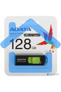 Флешка USB ADATA UC300 (ACHO-UC300-128G-RBK/GN), 128 Gb, Type-C USB 3.2, R/W 100/30, черный/зеленый