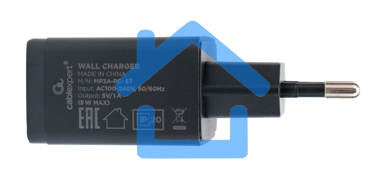 Зарядное устройство Cablexpert MP3A-PC-57, 5Вт, 1А, 1хUSB, черный, пакет
