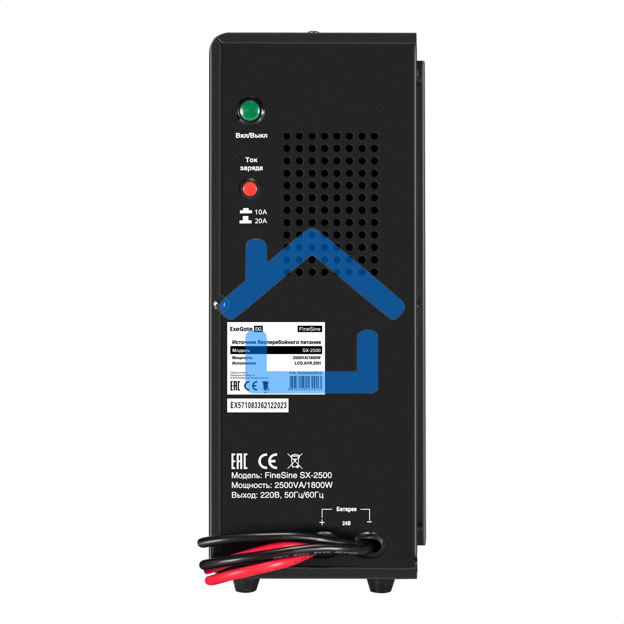 Комплект ИБП EX296002RUS + батарея 120Aч EX285657RUS 2шт ExeGate FineSine SX-2500.LCD.AVR.2SH + батарея ExeGate HRL 12-120 (12В, 120Ач) 2шт