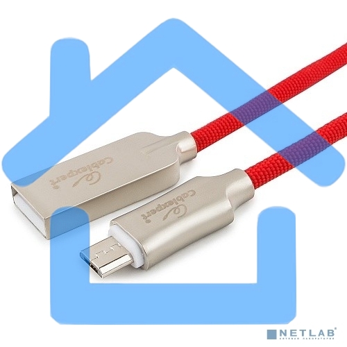 Кабель USB 2.0 Cablexpert CC-P-mUSB02R-1M, AM/microB, серия Platinum, длина 1м, красный, блистер