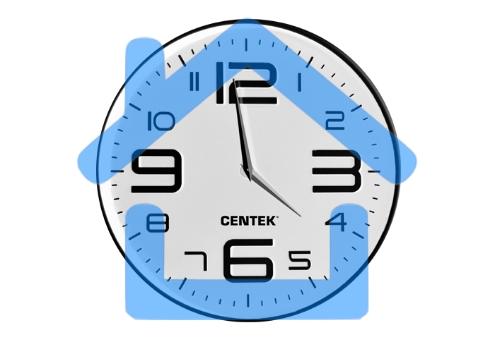 Часы настенные Centek СТ-7101 White 30 см диам., круг, ОБЪЁМНЫЕ ЦИФРЫ, плавный ход