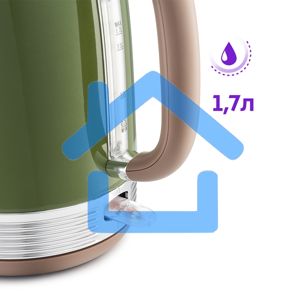 Чайник электрический Kitfort KT-6110 1.7л. 2200Вт зеленый (корпус: нержавеющая сталь)