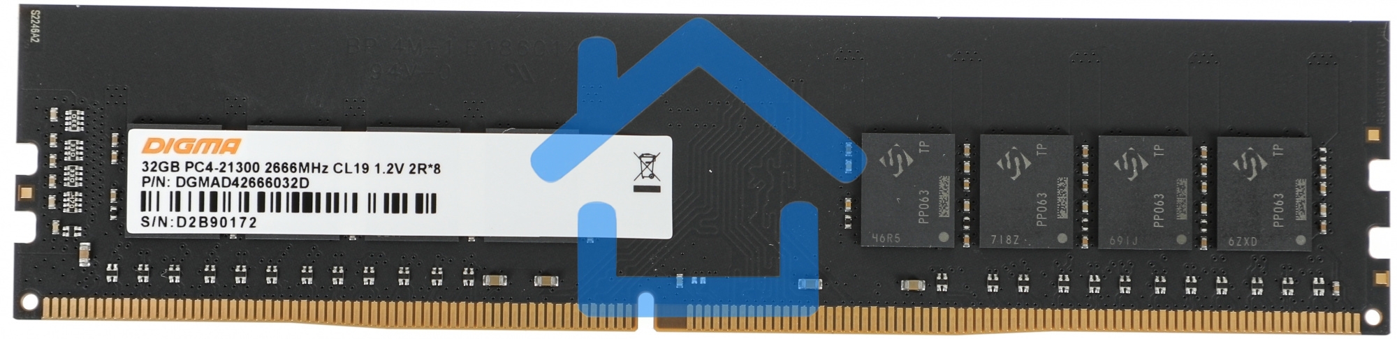 Оперативная память Digma, DDR4, 32Gb (1x32 Gb), 2666 MHz, CL19, DIMM