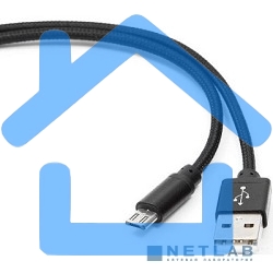 Кабель Gembird USB 2.0 Cablexpert CC-mUSB2bk1m, AM/microBM 5P, 1м, нейлоновая оплетка, алюминиевые разъемы, черный, пакет
