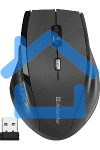 Мышь беспроводная Defender Accura MM-365 черный, 1600 dpi, радиоканал, USB, кнопки - 6