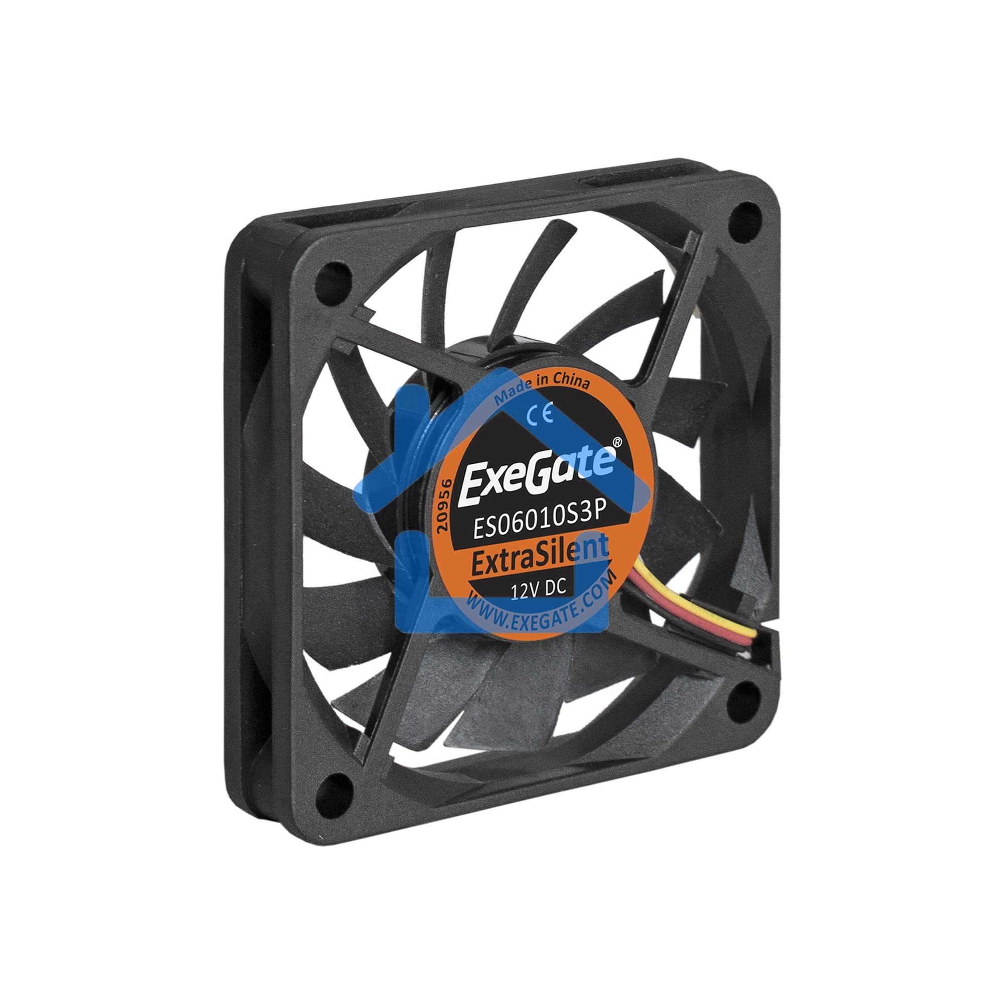 Вентилятор для корпуса ExeGate ExtraSilent ES06010S3P черный, 60 мм, 2000 об/мин, 16 дБ, 3 pin