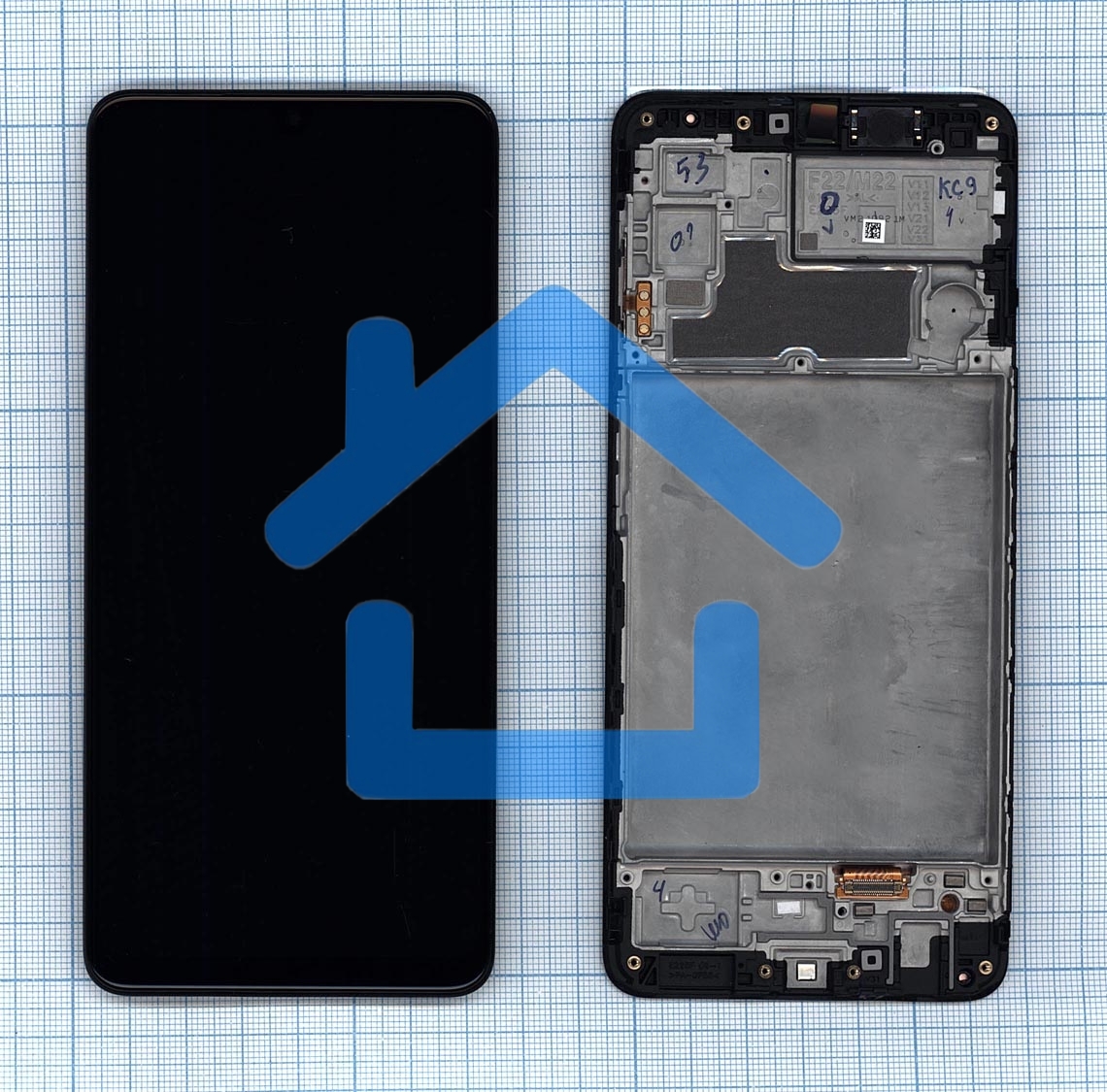 Дисплей для Samsung Galaxy M22 SM-M225F в сборе с тачскрином и рамкой OLED черный