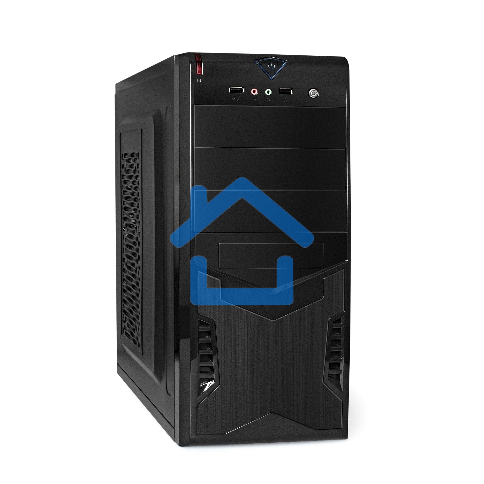 Компьютерный корпус Miditower ExeGate CP-601-UNS500 (ATX, БП UNS500 с вент. 12см, 2*USB, аудио, черный)