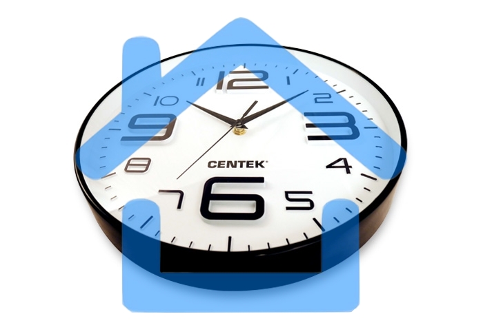 Часы настенные Centek СТ-7101 White 30 см диам., круг, ОБЪЁМНЫЕ ЦИФРЫ, плавный ход
