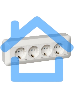 Розетка 4-м ОП Прима 16А 250В с заземл. защ. шторка белый (опт. упак) SchE RA16-411M-B