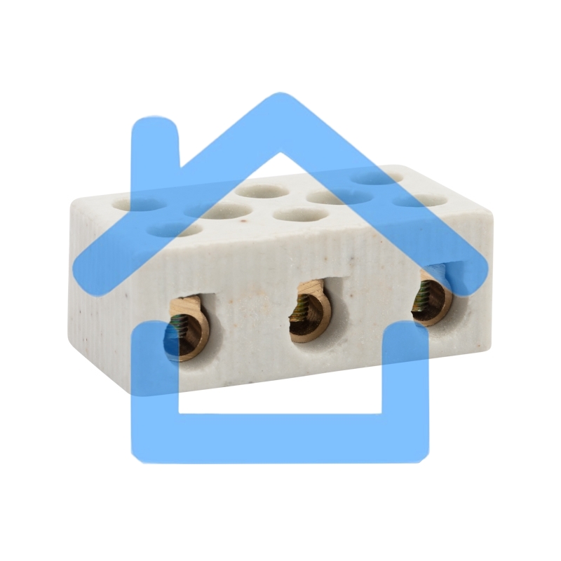 Клемма керамическая винтовая 16 мм² 3 пары контактов с крепежным отверстием Rexant (45 шт./уп.)