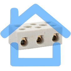 Клемма керамическая винтовая 16 мм² 3 пары контактов с крепежным отверстием Rexant (45 шт./уп.)