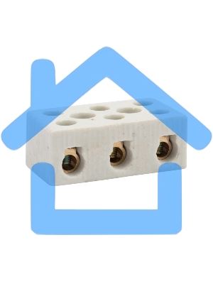 Клемма керамическая винтовая 16 мм² 3 пары контактов с крепежным отверстием Rexant (45 шт./уп.)