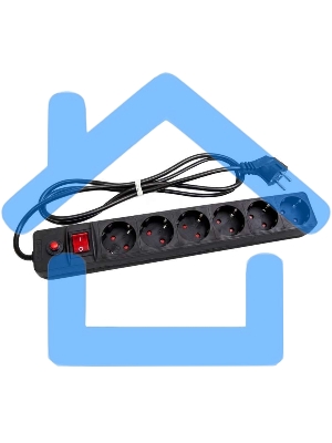 Удлинитель с сетевым фильтром 6х3м с заземл. 10А IP20 защ. шторки ПВС 3х0.75 черный UNIVersal 967U-4003