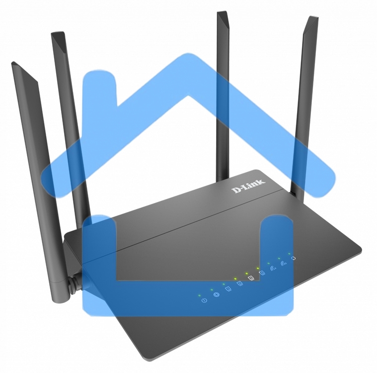 Роутер D-Link DIR-822/RU/E1A, Wireless AC1200 Dual-Band Router with 1 10/100Base-TX WAN port and 4 10/100Base-TX LAN ports.802.11b/g/n compatible, 802.11AC up to 866Mbps,1 10/100Base-TX WAN port, 4 10/100B