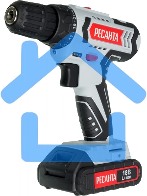 Дрель-шуруповерт Ресанта ДА-18-2ЛК 75/14/5, Аккумуляторная, 18В, 2 АКБ, Кейс