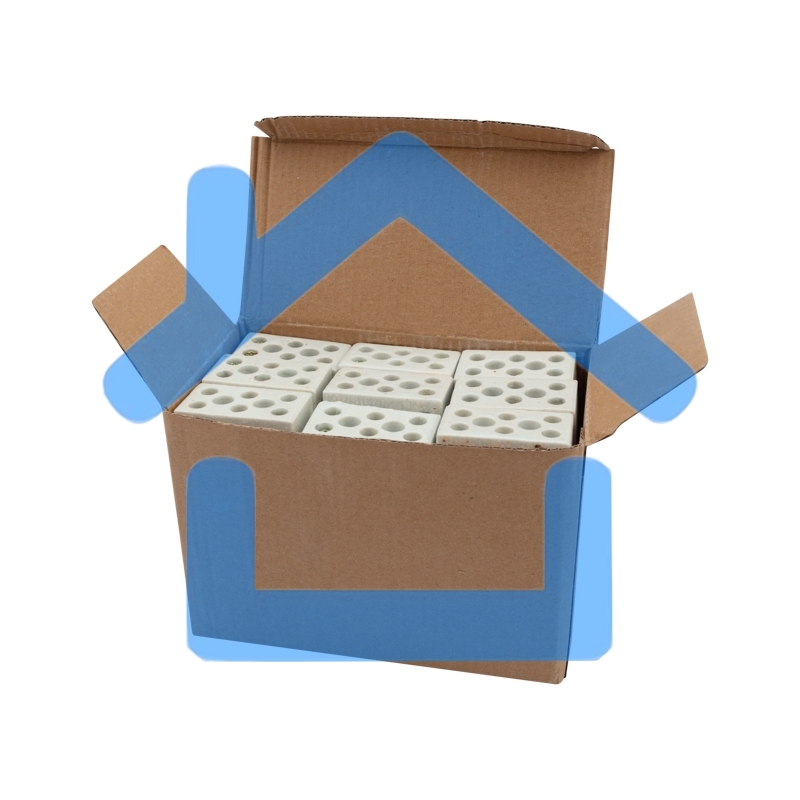 Клемма керамическая винтовая 16 мм² 3 пары контактов с крепежным отверстием Rexant (45 шт./уп.)