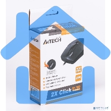 Мышь проводная A4Tech OP-730D черный, 1200 dpi, USB, кнопки - 4