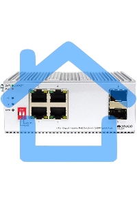 Коммутатор Unmanaged Industrial Switch 4x1000Base-T PoE, 2x1000Base-X SFP, PoE Budget 60W, Surge 4KV, -40 to 75°C