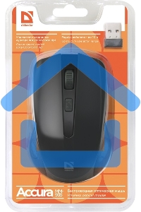 Мышь беспроводная Defender Accura MM-935 черный, 1600 dpi, радиоканал, USB, кнопки - 4