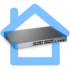 Коммутатор Zyxel GS1350-26HP, 24xGE PoE+, 2xCombo (SFP/RJ-45), бюджет PoE 375 Вт, дальность передачи питания до 250 м, автоперезагрузка PoE-портов, повышенная защита от перенапряжений и электростатических разряд