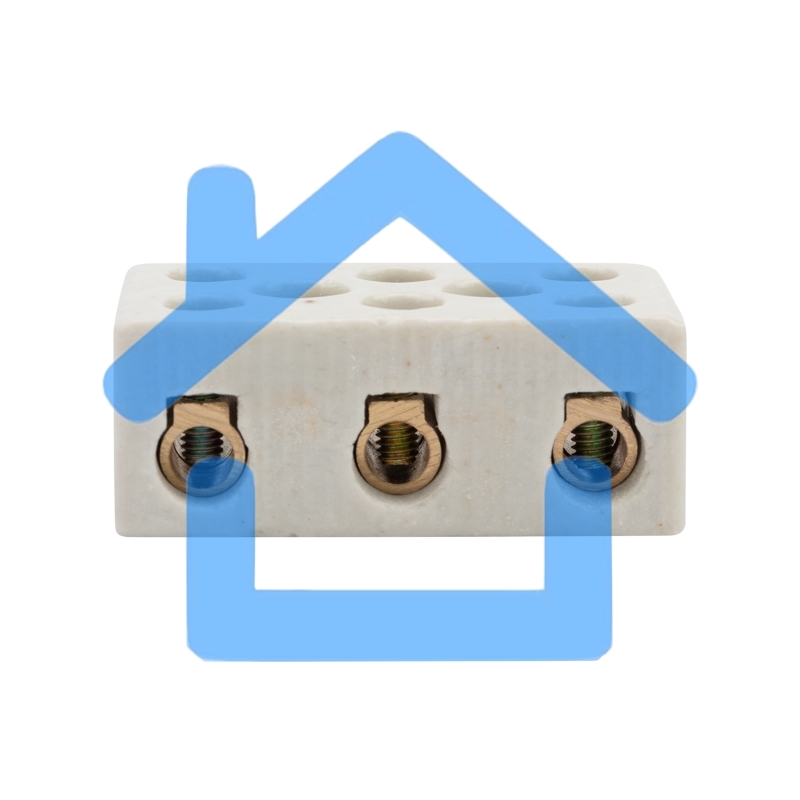 Клемма керамическая винтовая 16 мм² 3 пары контактов с крепежным отверстием Rexant (45 шт./уп.)