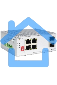 Коммутатор Unmanaged Industrial Switch 4x1000Base-T PoE, 2x1000Base-X SFP, PoE Budget 60W, Surge 4KV, -40 to 75°C