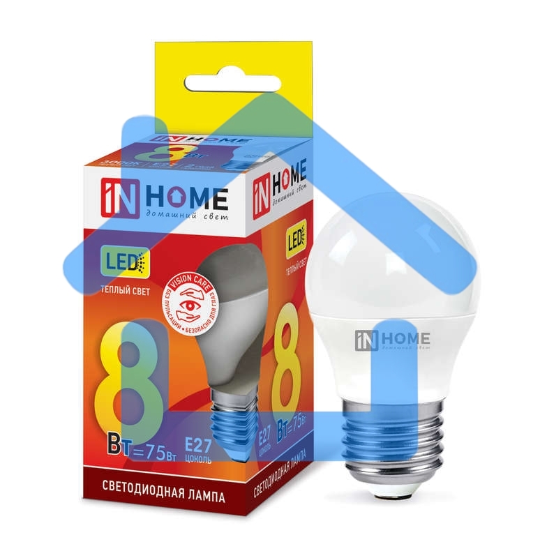 Лампа светодиодная LED-ШАР-VC 8Вт 230В E27 3000К 720лм IN HOME 4690612020563
