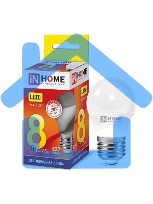 Лампа светодиодная LED-ШАР-VC 8Вт 230В E27 3000К 720лм IN HOME 4690612020563