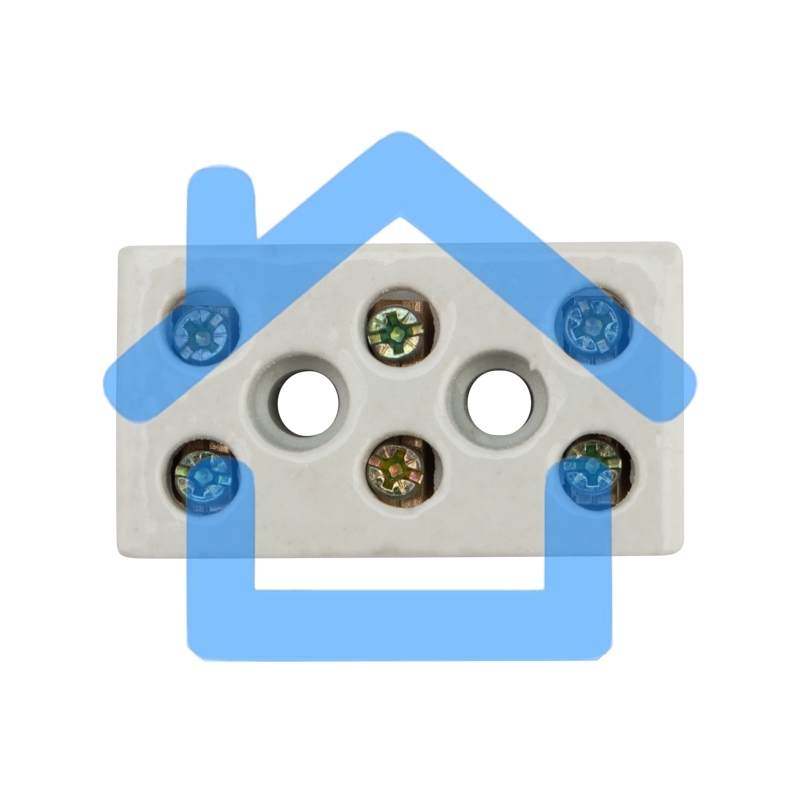 Клемма керамическая винтовая 16 мм² 3 пары контактов с крепежным отверстием Rexant (45 шт./уп.)