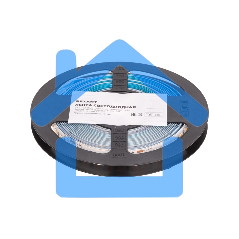 Лента светодиодная 24В, SMD2835, 9,6Вт/м, 120 LED/м, 3000K, 10мм, 5м,IP20 Rexant
