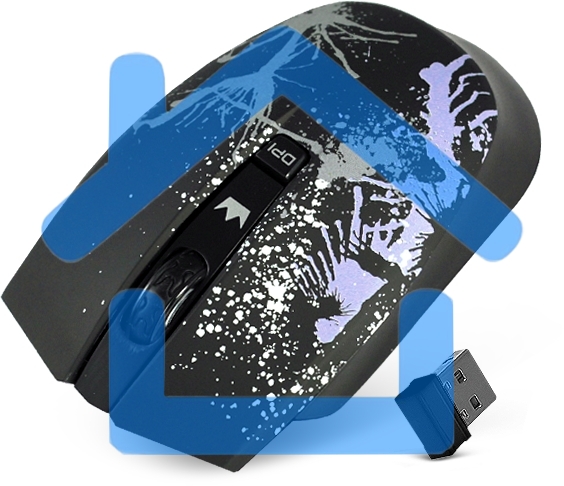 Мышь беспроводная Crown CMM-930W черный, 1600 dpi, радиоканал, USB, кнопки - 4