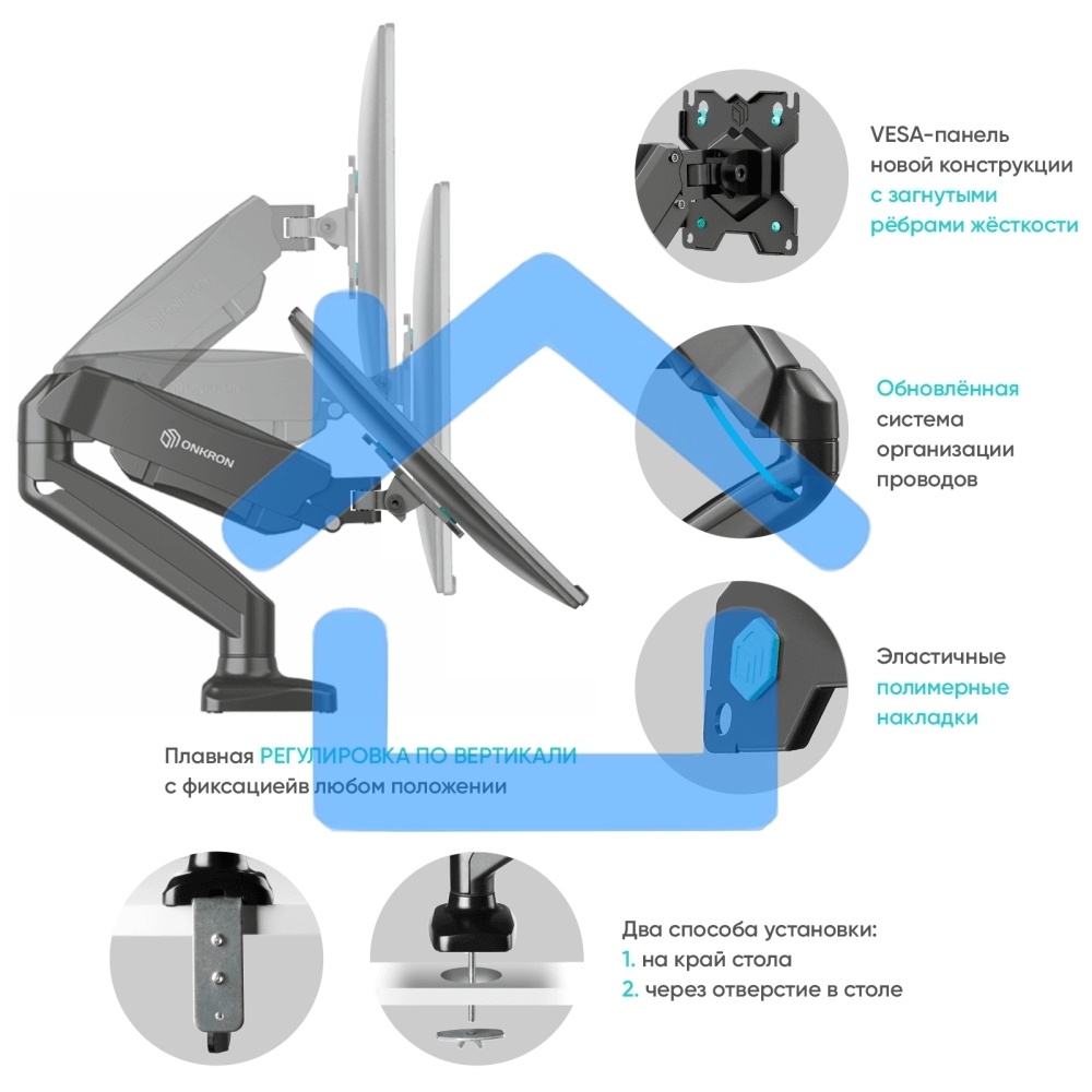 Кронштейн (держатель) ONKRON G80 для монитора 13