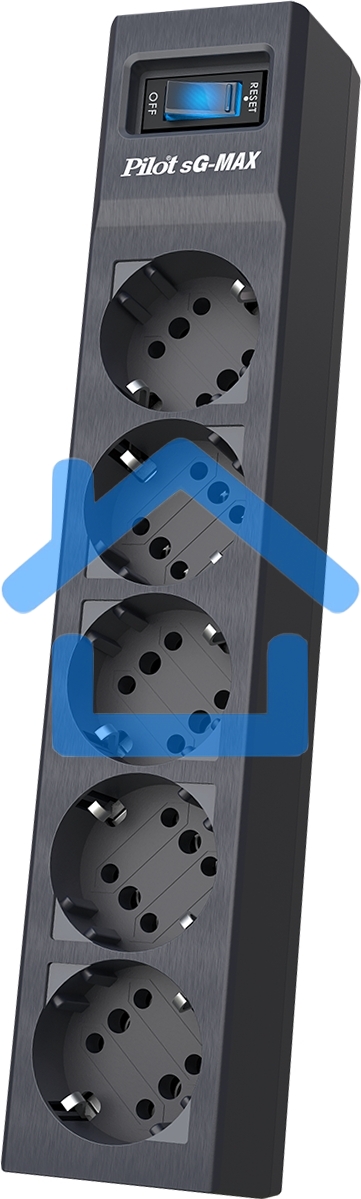 Сетевой фильтр Pilot sG-Max 5 outlets (GP), 15А/3.3 kVt, automatic circuit-breaker, 7 m, gfaphite