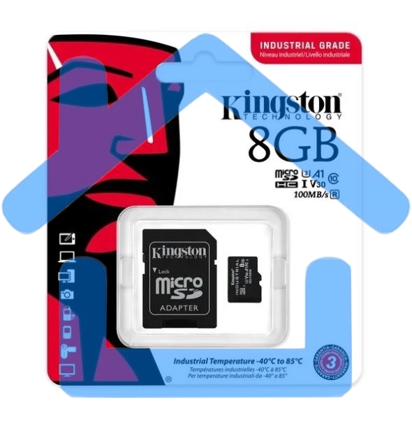 Карта памяти Kingston 8Gb microSDHC Industrial C10 A1 pSLC Card + SD Adapter