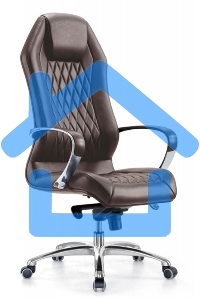 Кресло руководителя Бюрократ _AURA/BROWN коричневый, кожа, крестовина алюминий