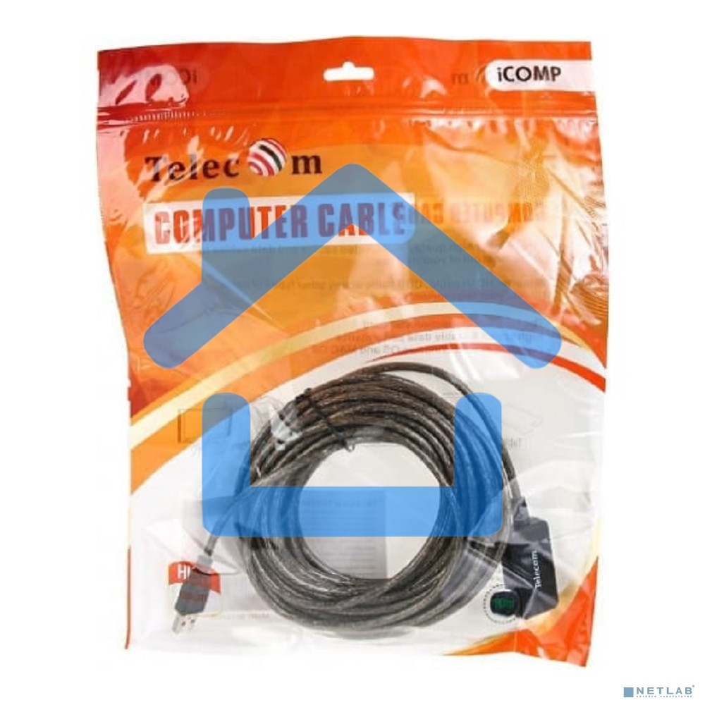 Кабель USB2.0-repeater, удлинительный активный <Am-->Af> 10м, Telecom <TUS7049-10M>