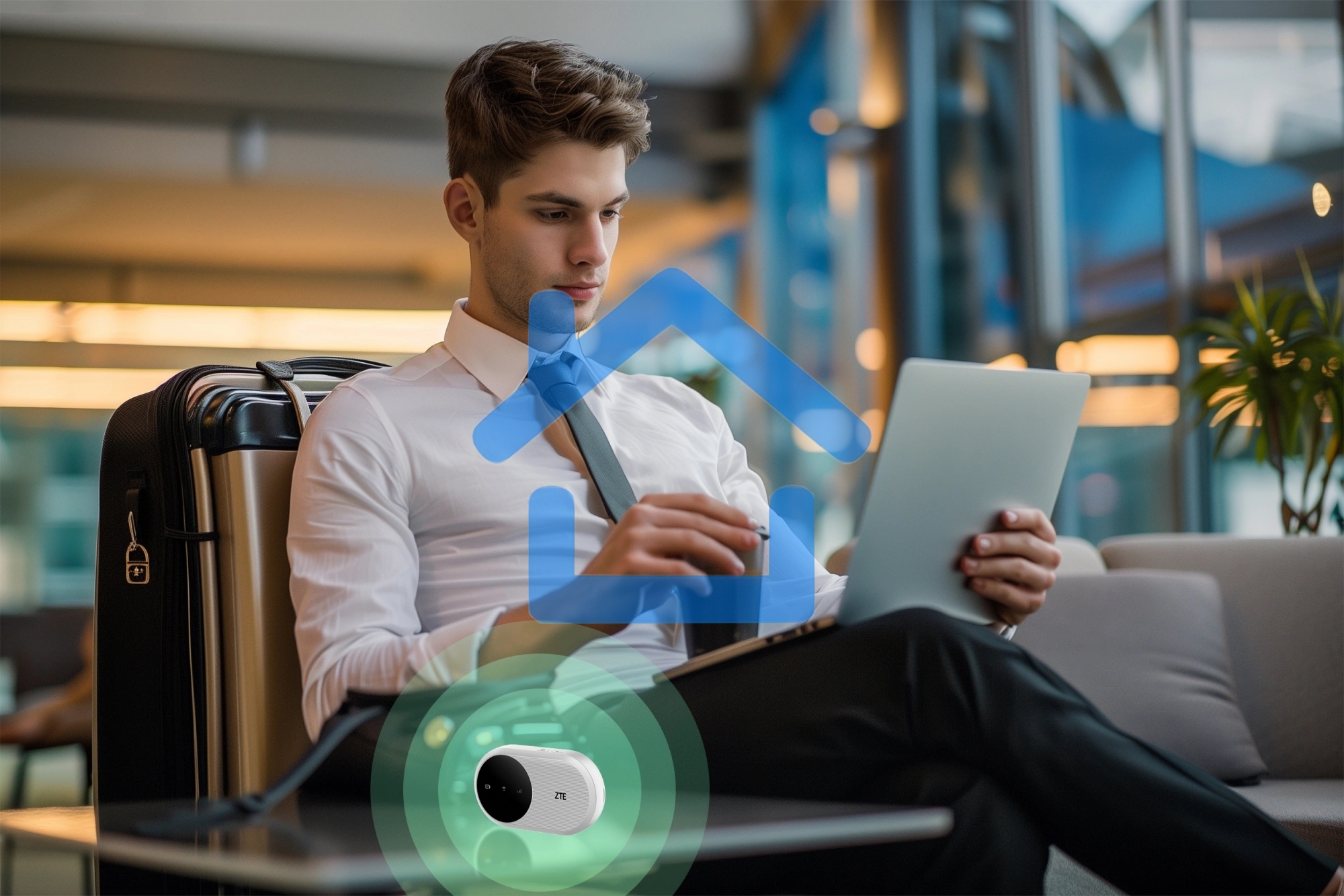 Модем 3G/4G/4G+ ZTE U20 USB Wi-Fi VPN Firewall +Router внешний белый